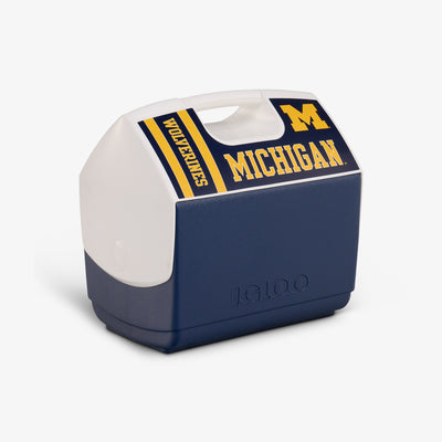 Angle View | University of Michigan™ Playmate Elite 16 Qt Cooler::::Push-button lid