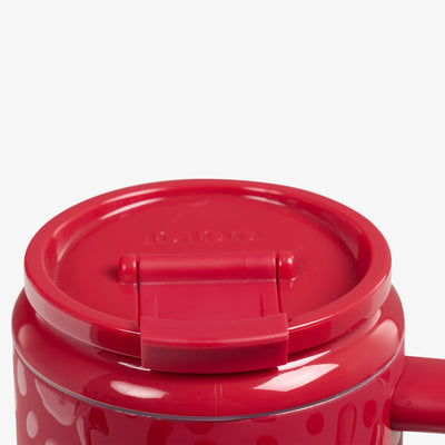 Lid Closed View | NFL 32 Oz Leopard Flip ‘n’ Sip Travel Mug::49ers::Leakproof lid & leak-resistant straw