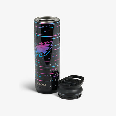 Lid Off View | NFL Neon Philadelphia Eagles 20 Oz Flip ‘n’ Sip Tumbler::::Wide opening