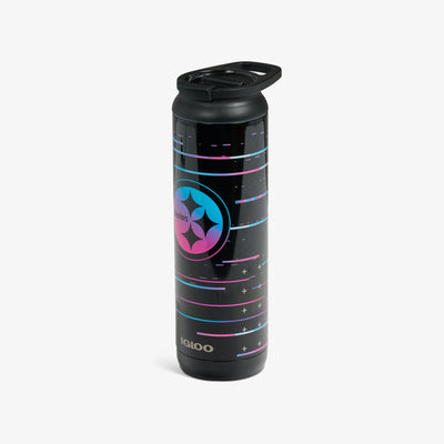 Angle View | NFL Neon Pittsburgh Steelers 20 Oz Flip ‘n’ Sip Tumbler::::Double-wall, vacuum-insulated