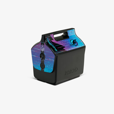 Angle View | NFL Neon Miami Dolphins Little Playmate® 7 Qt Cooler::::Original side push-button