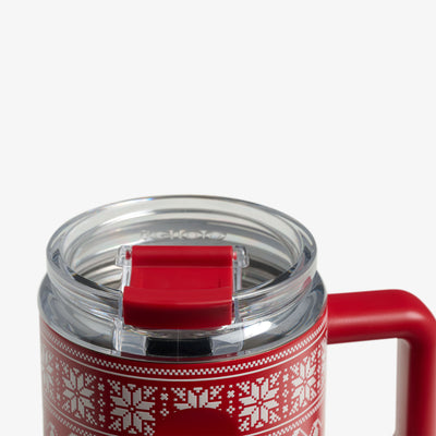 Lid Closed View | National Lampoon’s Christmas Vacation Moose 15 Oz Coffee Mug::::Leakproof Flip ‘n’ Sip lid