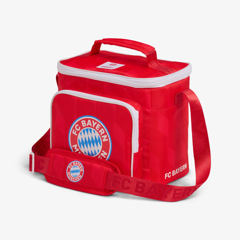 Angle View | FC Bayern München Square Lunch Cooler Bag::::Contrast zippers
