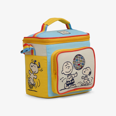 Angle View | Snoopy Disco Party Square Lunch Cooler Bag::::Storage pocket