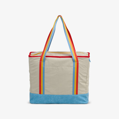 Back View | Snoopy Disco Party Dual Compartment Tote Cooler Bag::::Faux-suede bottom panels