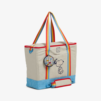 Angle View | Snoopy Disco Party Dual Compartment Tote Cooler Bag::::Removable shoulder strap
