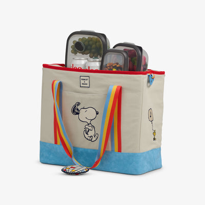 Open View | Snoopy Disco Party Dual Compartment Tote Cooler Bag::::Canvas exterior