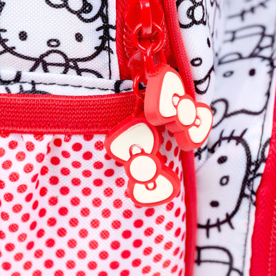 Angle View | Hello Kitty® Classic Backpack Cooler::::Hello Kitty’s bow zipper pulls