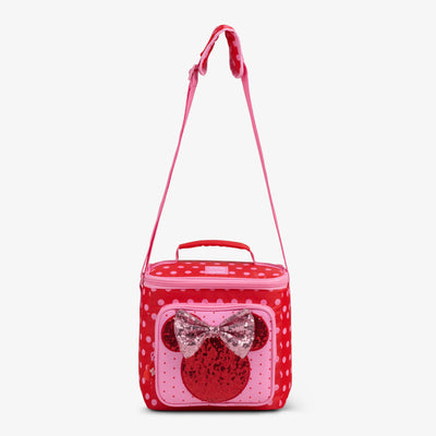Strap View | Disney Minnie Mouse Polka Dots Square Lunch Cooler Bag::::Adjustable, padded shoulder strap