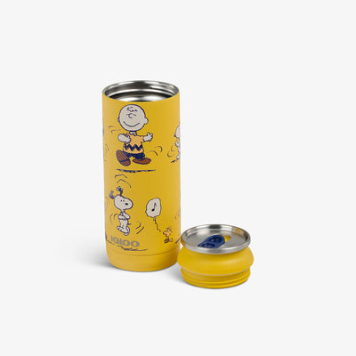Open View | Snoopy & Charlie Brown Dancing 16 Oz Can::::Removable, leakproof lid