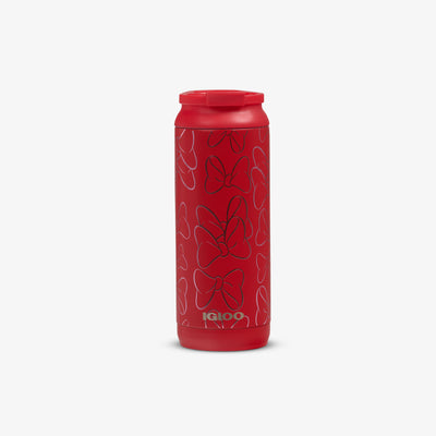 Front View | Disney Minnie Mouse Bow 16 Oz Flip ‘n’ Sip Tumbler::::Metallic bow print