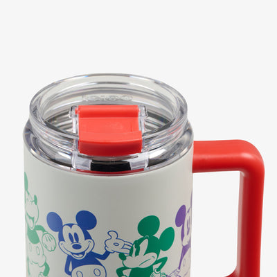 Lid Closed View | Disney Mickey Mouse Stripe 32 Oz Travel Mug::::Leakproof lid & leak-resistant straw