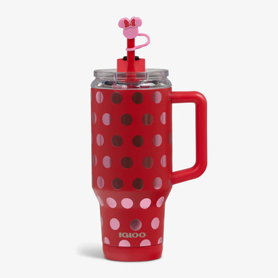Front View | Disney Minnie Mouse Polka Dots 32 Oz Travel Mug::::Minnie Mouse straw topper