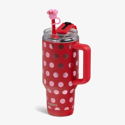 Angle View | Disney Minnie Mouse Polka Dots 32 Oz Travel Mug::::Minnie Mouse straw topper