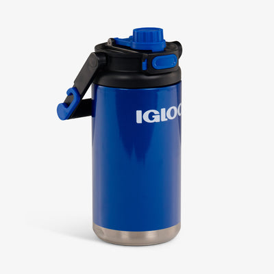 Angle View | Half-Gallon Hybrid Sports Jug::Blue::Built-in coaster 