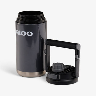 Lid Off View | Half-Gallon Hybrid Sports Jug::Charcoal::MaxCold® insulation