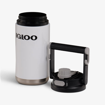 Lid Off View | Half-Gallon Hybrid Sports Jug::White::MaxCold® insulation