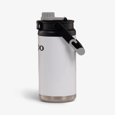 Profile View | Half-Gallon Hybrid Sports Jug::White::Fence hooks on handle