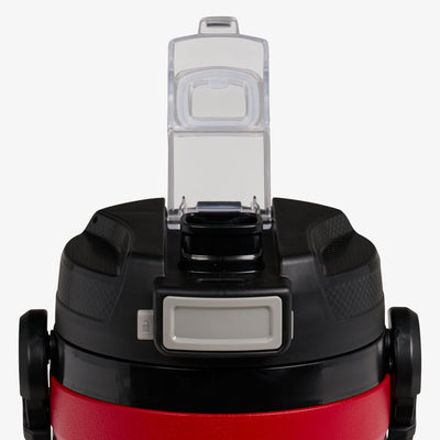 Lid Open View | Rival Half Gallon Jug::Red Heat::Push-button auto-chug spout