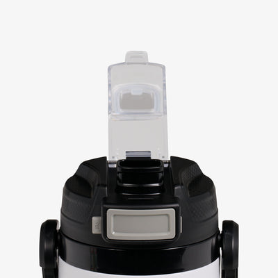 Lid Open View | Rival Half Gallon Jug::White::Push-button auto-chug spout