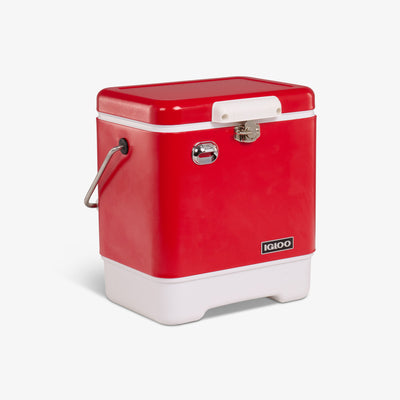 Angle View | Legacy 20 Qt Cooler::Red Star::Built-in bottle opener 