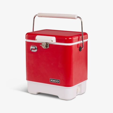 Angle View | Legacy 20 Qt Cooler::Red Star::Secure & easy to carry