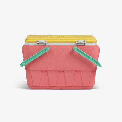 Back View | Retro Picnic Basket 25 Qt Cooler::Flamingo::