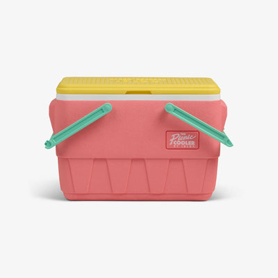 Front View | Retro Picnic Basket 25 Qt Cooler::Flamingo::THERMECOOL™ Insulation
