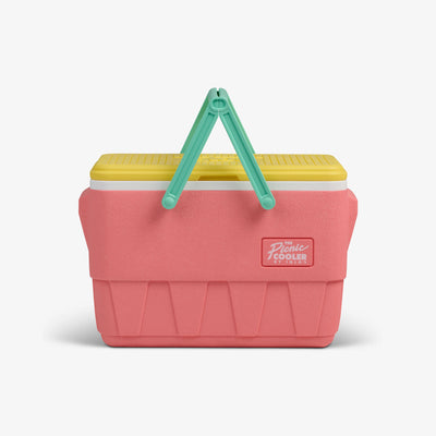 Front View | Retro Picnic Basket 25 Qt Cooler::Flamingo::
