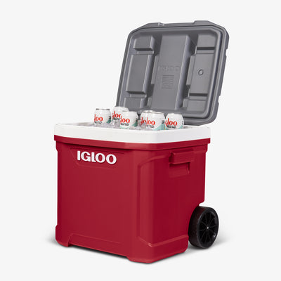 Open View | Latitude 60 Qt Roller Cooler::Red::THERMECOOL insulation