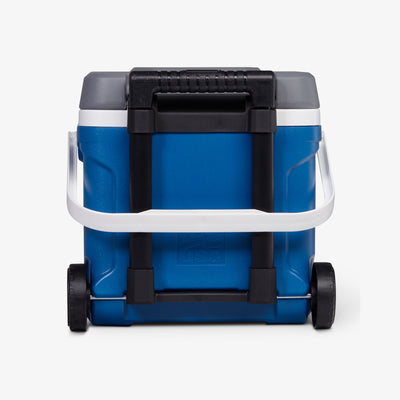 Back View | Latitude 16 Qt Roller Cooler::Blue::Sturdy wheels