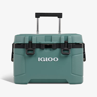 Front View | Trailmate 52 Qt Roller Cooler::Spruce::Two-finger Sure-Lock™ latches