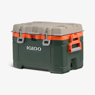 Angle View | Trailmate 50 Qt Cooler::Sportsman::Two-finger Sure-Lock™ latches