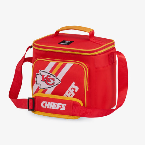 Angle View | Kansas City Chiefs Square Lunch Cooler Bag::::Additional storage pocket