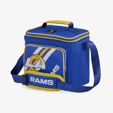 Angle View | Los Angeles Rams Square Lunch Cooler Bag::::Additional storage pocket