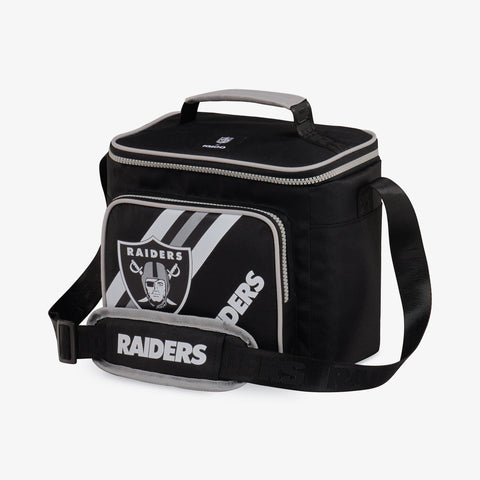 Angle View | Las Vegas Raiders Square Lunch Cooler Bag::::Additional storage pocket