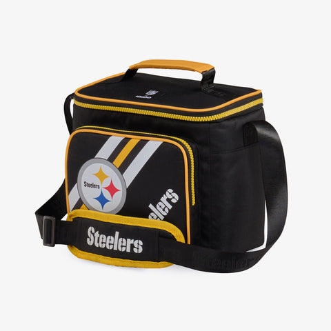 Angle View | Pittsburgh Steelers Square Lunch Cooler Bag::::Additional storage pocket