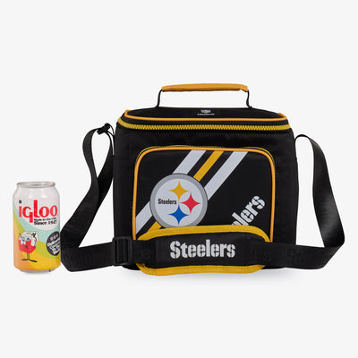 Size View | Pittsburgh Steelers Square Lunch Cooler Bag::::Holds up to 9 cans