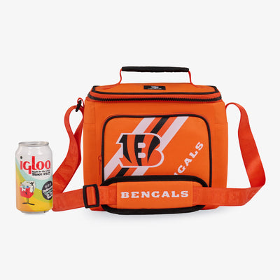 Size View | Cincinnati Bengals Square Lunch Cooler Bag::::Holds up to 9 cans