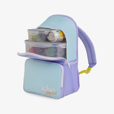 Open View | Retro Backpack Cooler::Lilac::Antimicrobial liner
