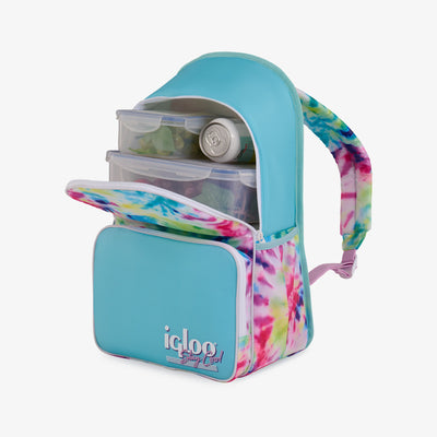 Open View | Retro Backpack Cooler::Tie-Dye::Antimicrobial liner