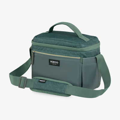 Angle View | Everyday Lunch Rounded Cube Cooler Bag::Spruce::Storage pockets