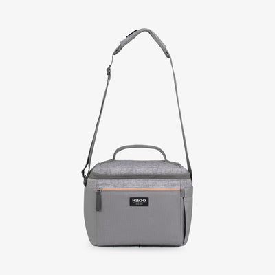 Strap View | Everyday Lunch Rounded Cube Cooler Bag::Gray::Adjustable crossbody strap