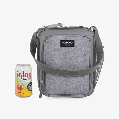 Size View | Kids Everyday Lunch Vertical Cooler Bag::Gray::Strap w/buckle