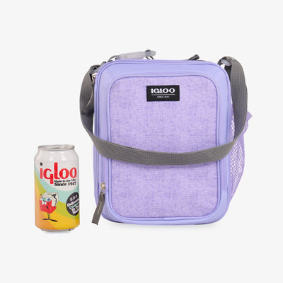 Size View | Kids Everyday Lunch Vertical Cooler Bag::Lilac::Strap w/buckle