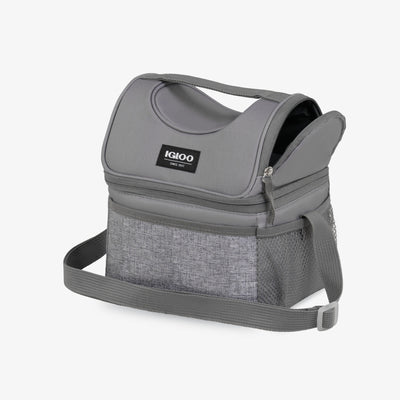 Top Open View | Kids Everyday Lunch Gripper Cooler Bag::Gray::2 compartments