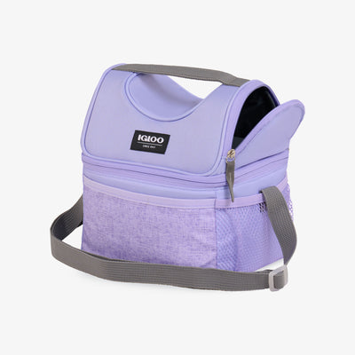 Top Open View | Kids Everyday Lunch Gripper Cooler Bag::Lilac::2 compartments