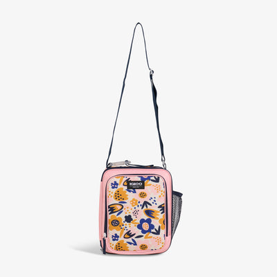 Strap View | Kids Everyday Lunch Vertical Cooler Bag::Floral::Adjustable shoulder strap