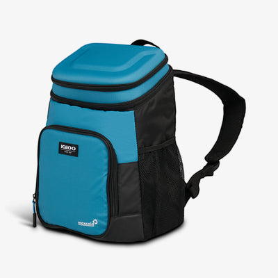 Angle View | Latitude Hardtop 18-Can Backpack::Modern Blue::Adjustable, padded straps