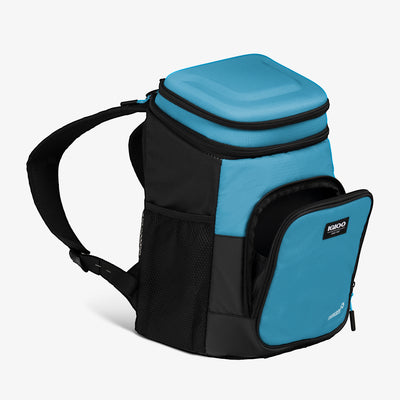 Angle View | Latitude Hardtop 18-Can Backpack::Modern Blue::Storage pocket